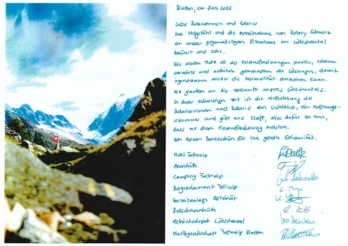 Dankesbrief aus Blatten